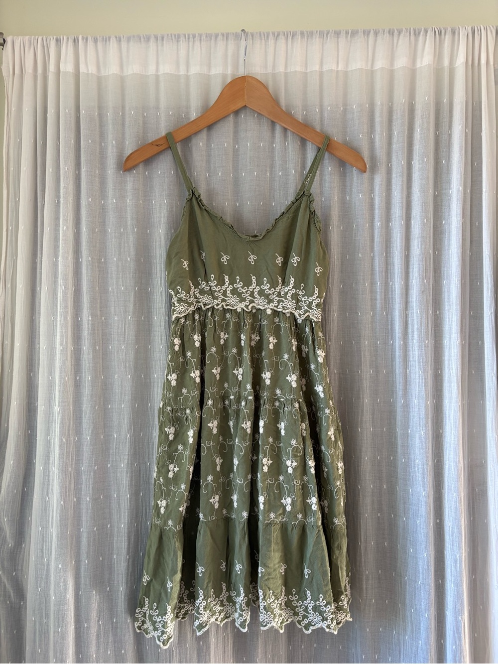 Jessica Simpson Olive Green Embroidered Mini Dress